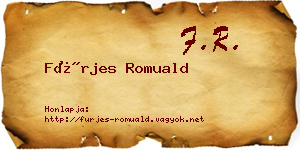 Fürjes Romuald névjegykártya